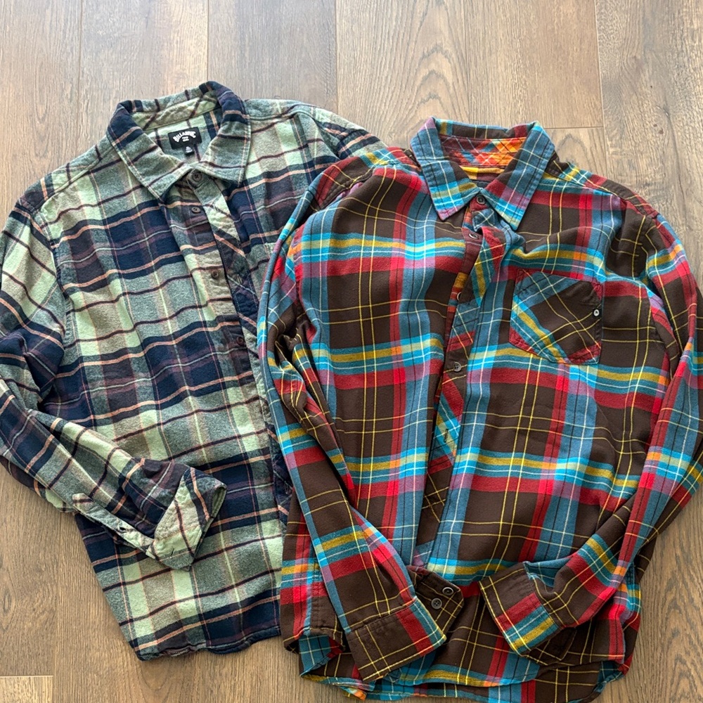 BUNDLE* Billabong & Marmot Men's Plaid Flannel Shirts